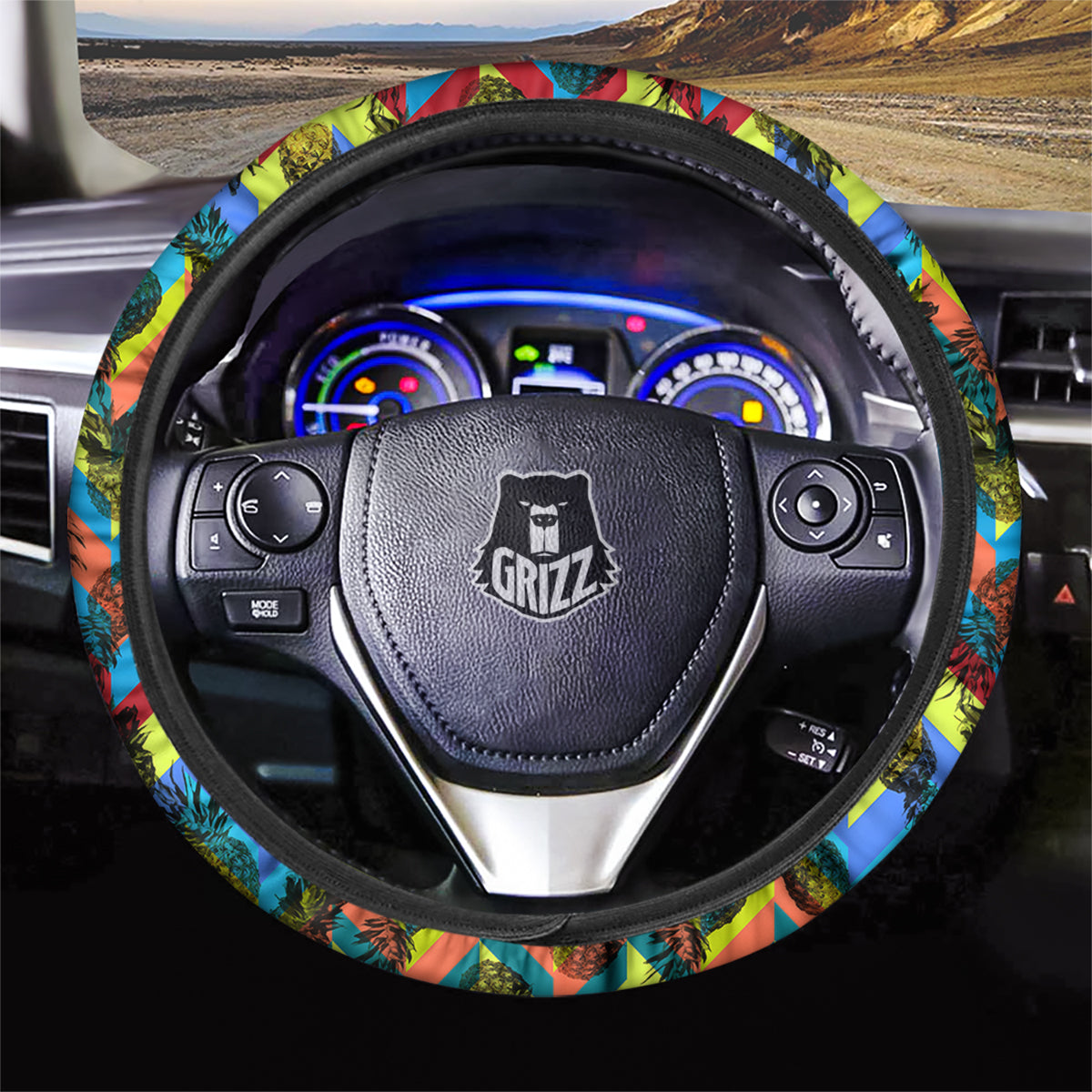 Pineapple Zigzag Print Pattern Car Steering Wheel Cover-grizzshop