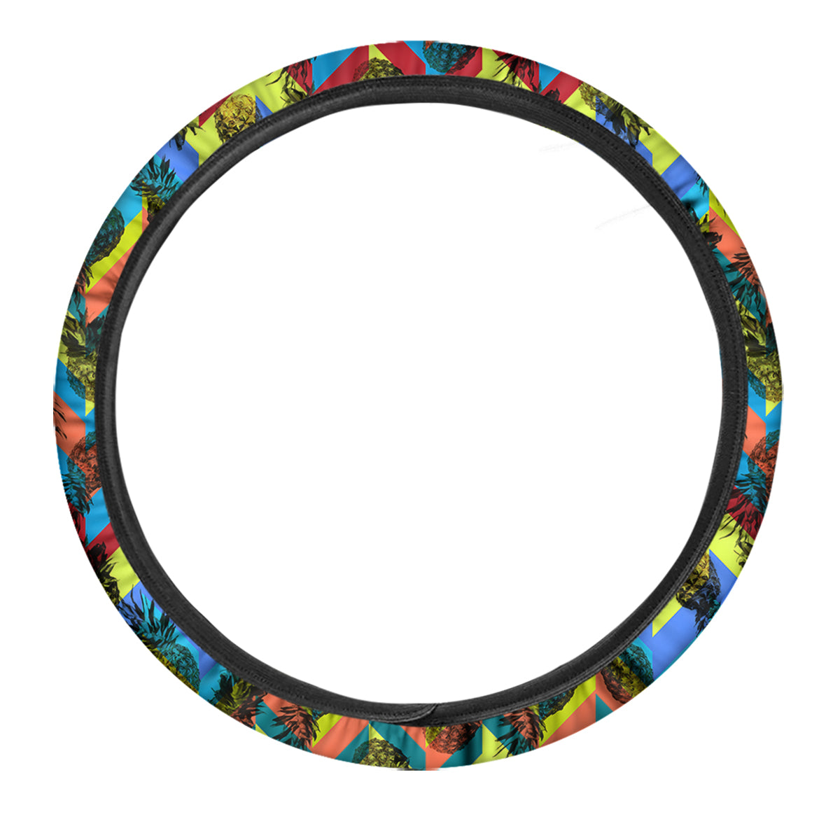 Pineapple Zigzag Print Pattern Car Steering Wheel Cover-grizzshop