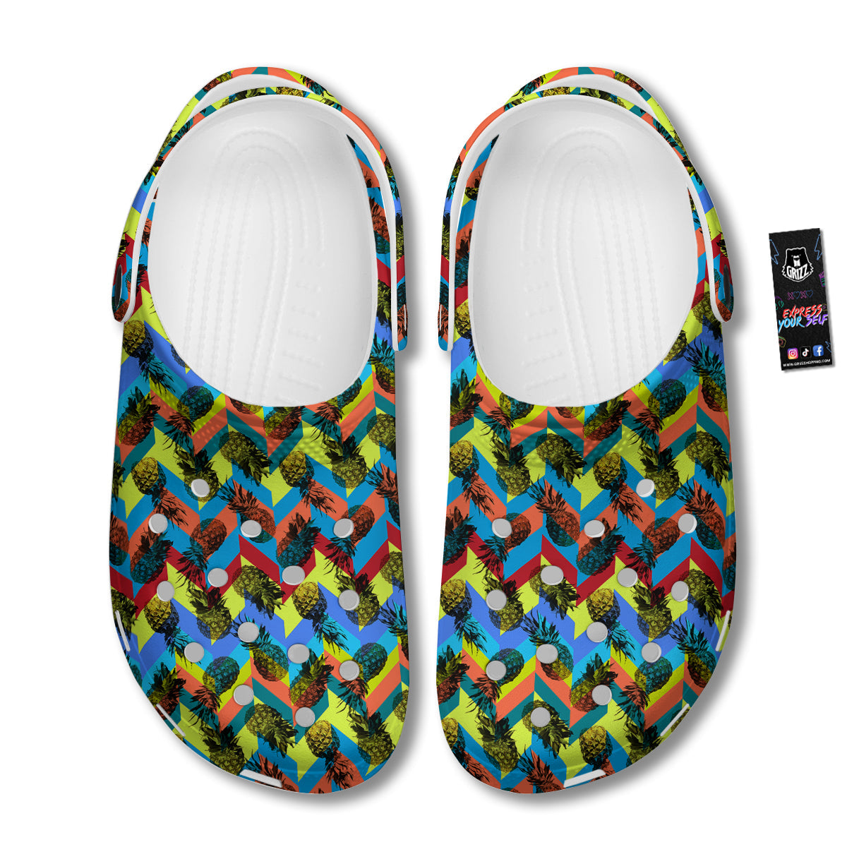 Pineapple Zigzag Print Pattern Clog-grizzshop