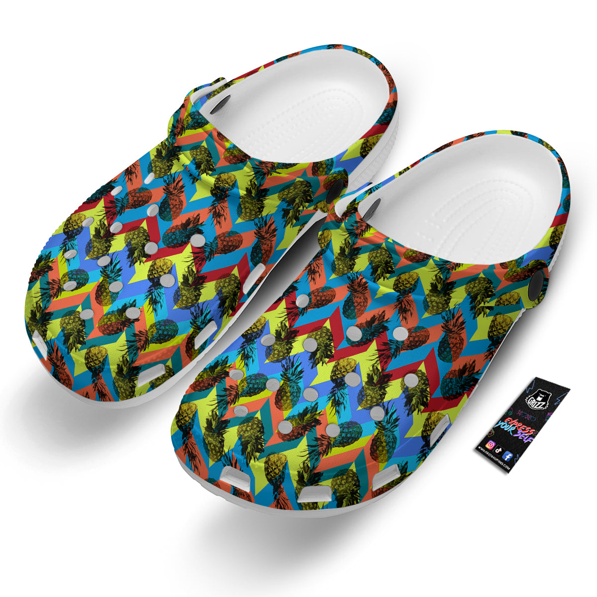 Pineapple Zigzag Print Pattern Clog-grizzshop
