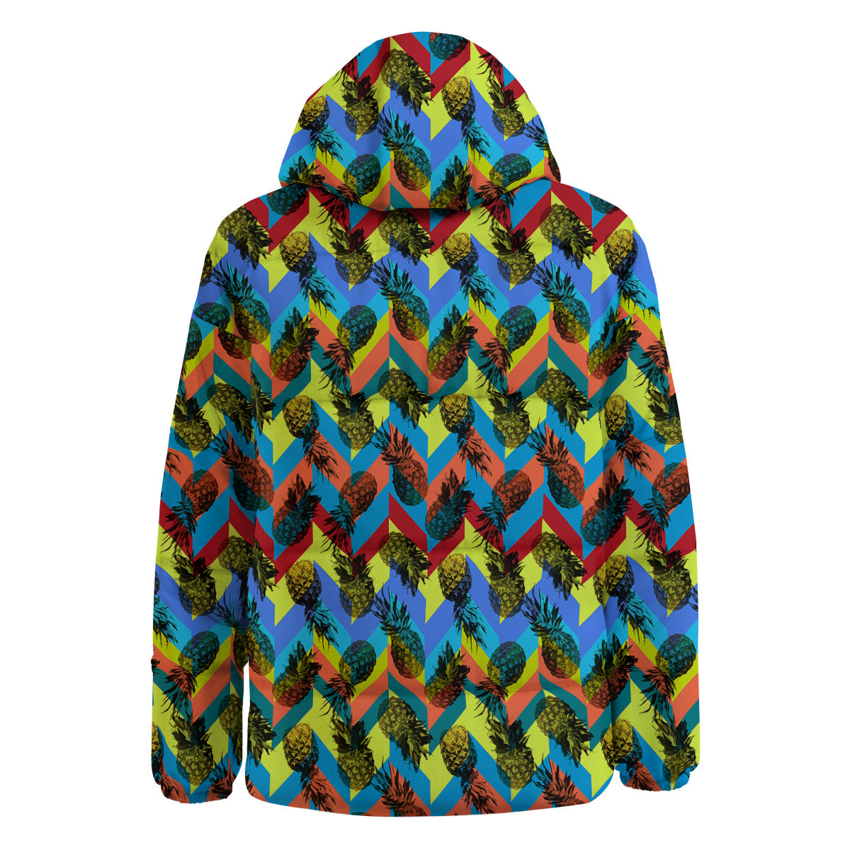 Pineapple Zigzag Print Pattern Down Jacket-grizzshop