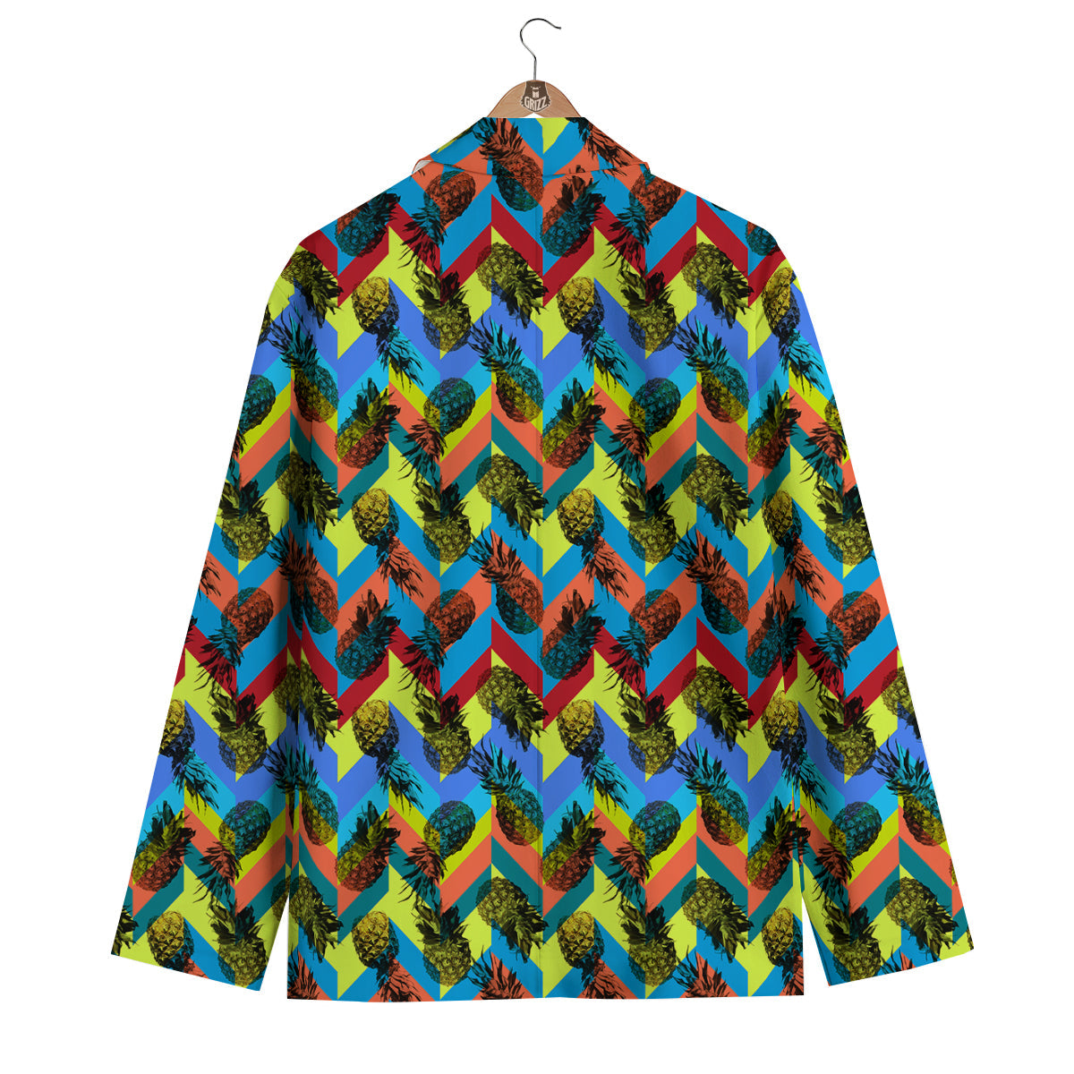 Pineapple Zigzag Print Pattern Men's Blazer-grizzshop