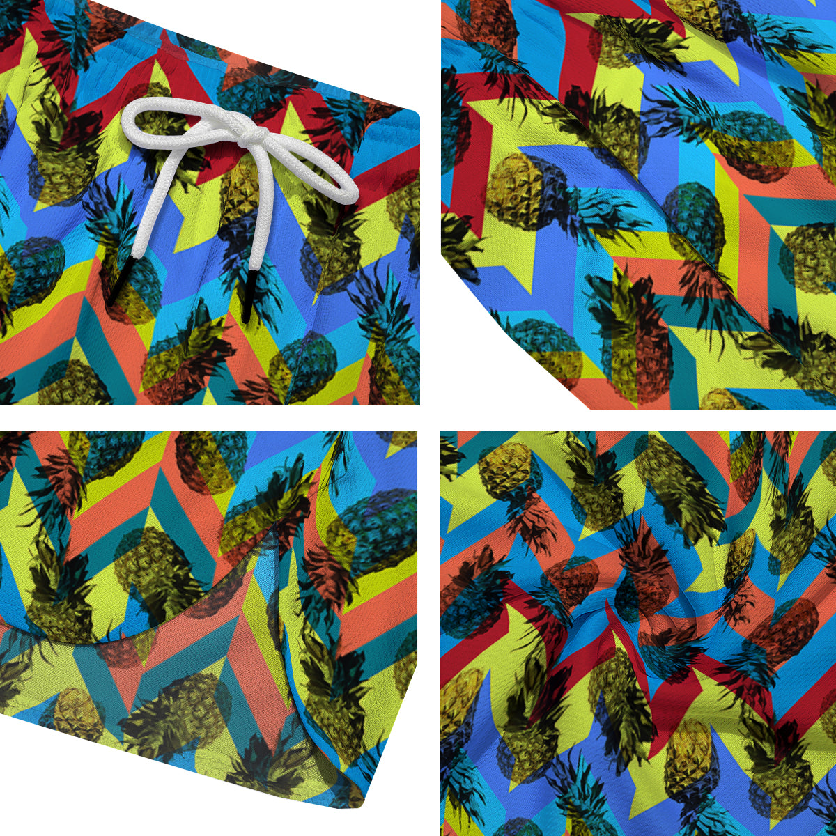 Pineapple Zigzag Print Pattern Men's Running Shorts-grizzshop