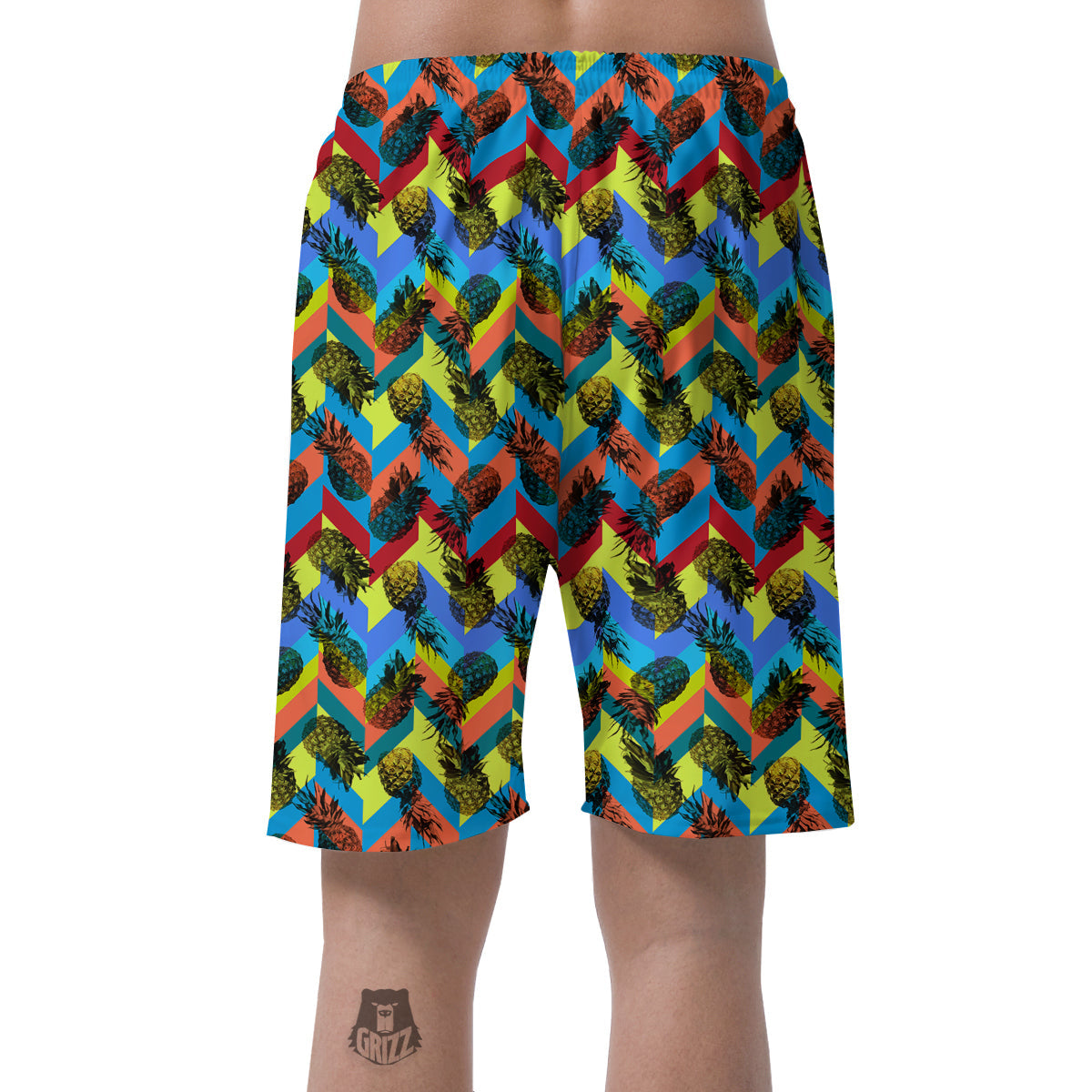 Pineapple Zigzag Print Pattern Men's Shorts-grizzshop