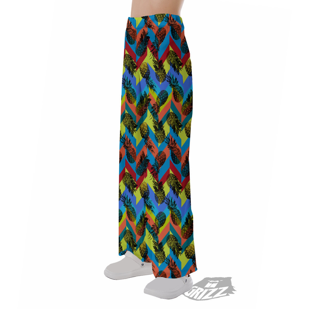Pineapple Zigzag Print Pattern Pajama Pants-grizzshop