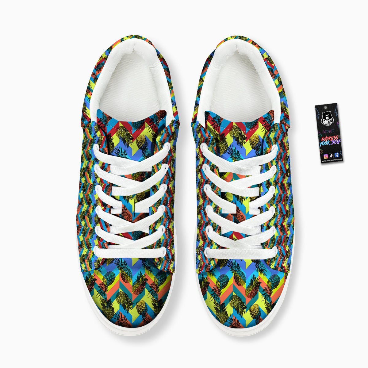 Pineapple Zigzag Print Pattern Platform Shoes-grizzshop