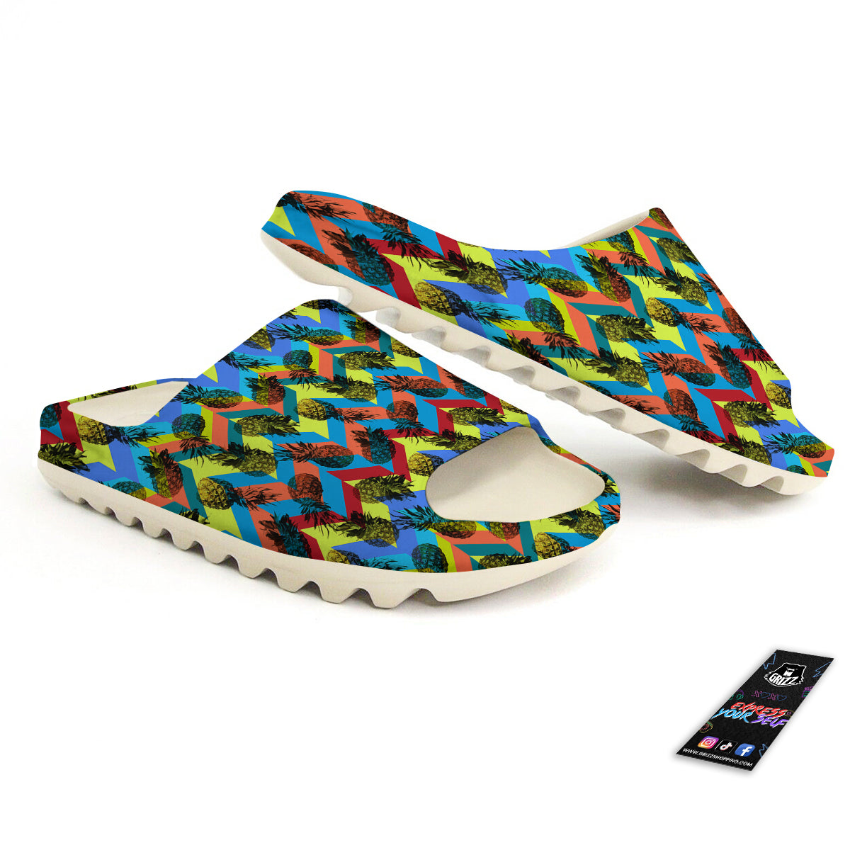 Pineapple Zigzag Print Pattern Sandals-grizzshop