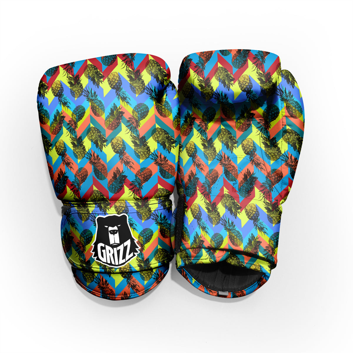 Pineapple Zigzag Print Pattern Sparring Gloves-grizzshop