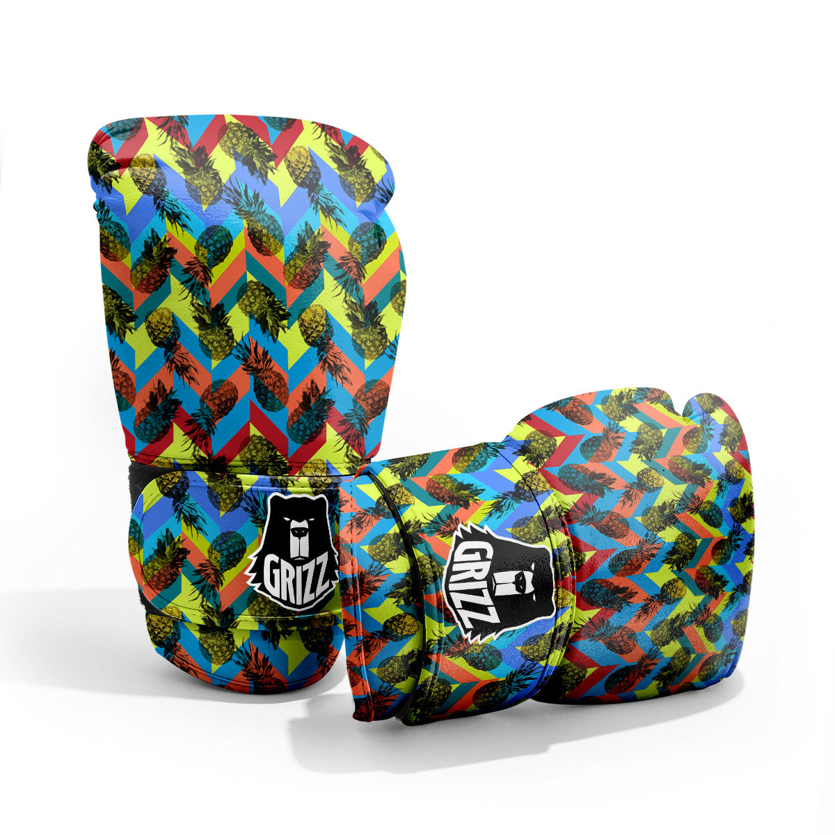 Pineapple Zigzag Print Pattern Sparring Gloves-grizzshop