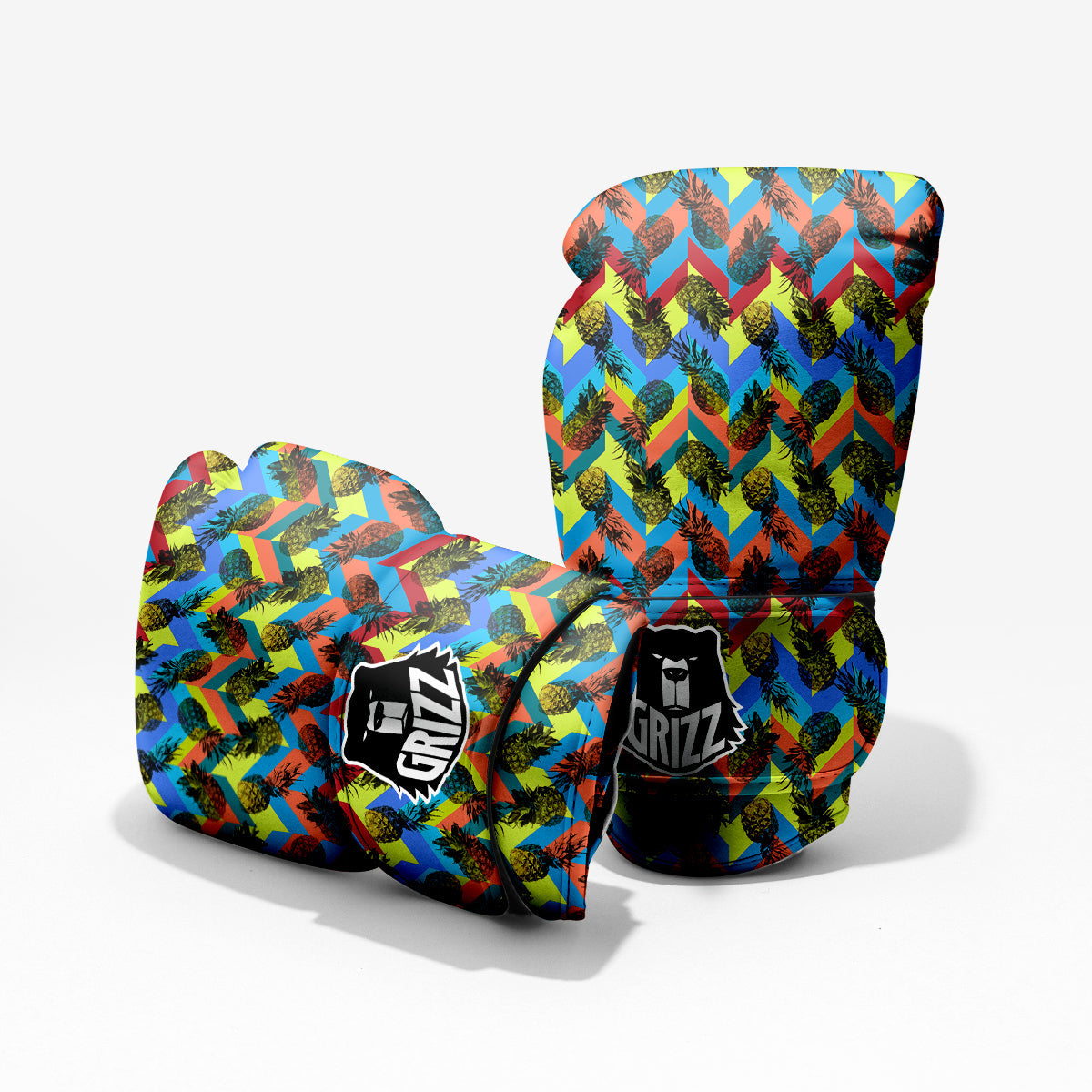 Pineapple Zigzag Print Pattern Sparring Gloves-grizzshop