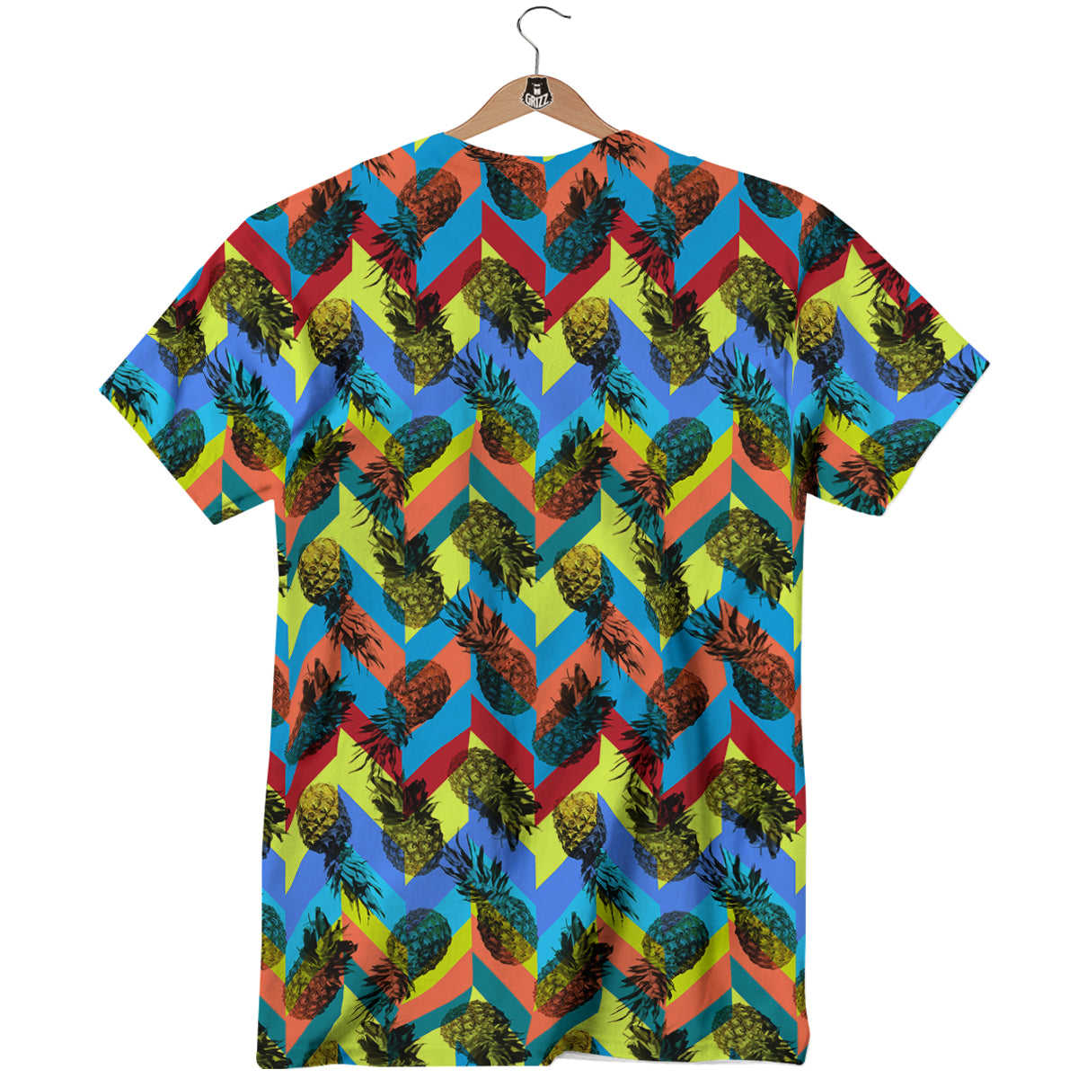 Pineapple Zigzag Print Pattern T-Shirt-grizzshop