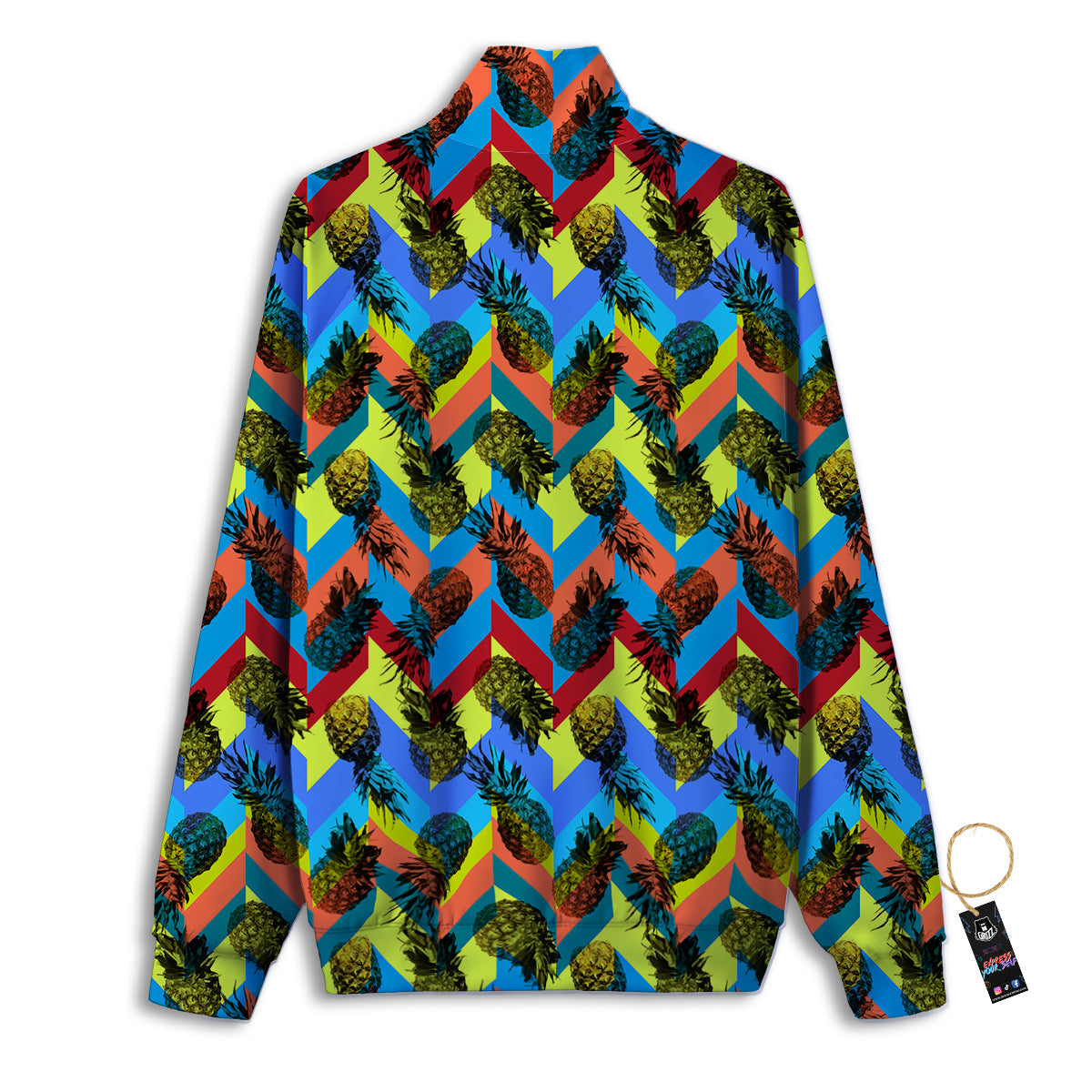 Pineapple Zigzag Print Pattern Track Jacket-grizzshop