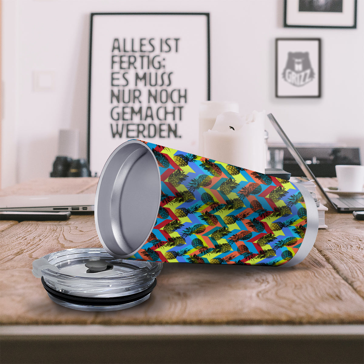 Pineapple Zigzag Print Pattern Tumbler-grizzshop