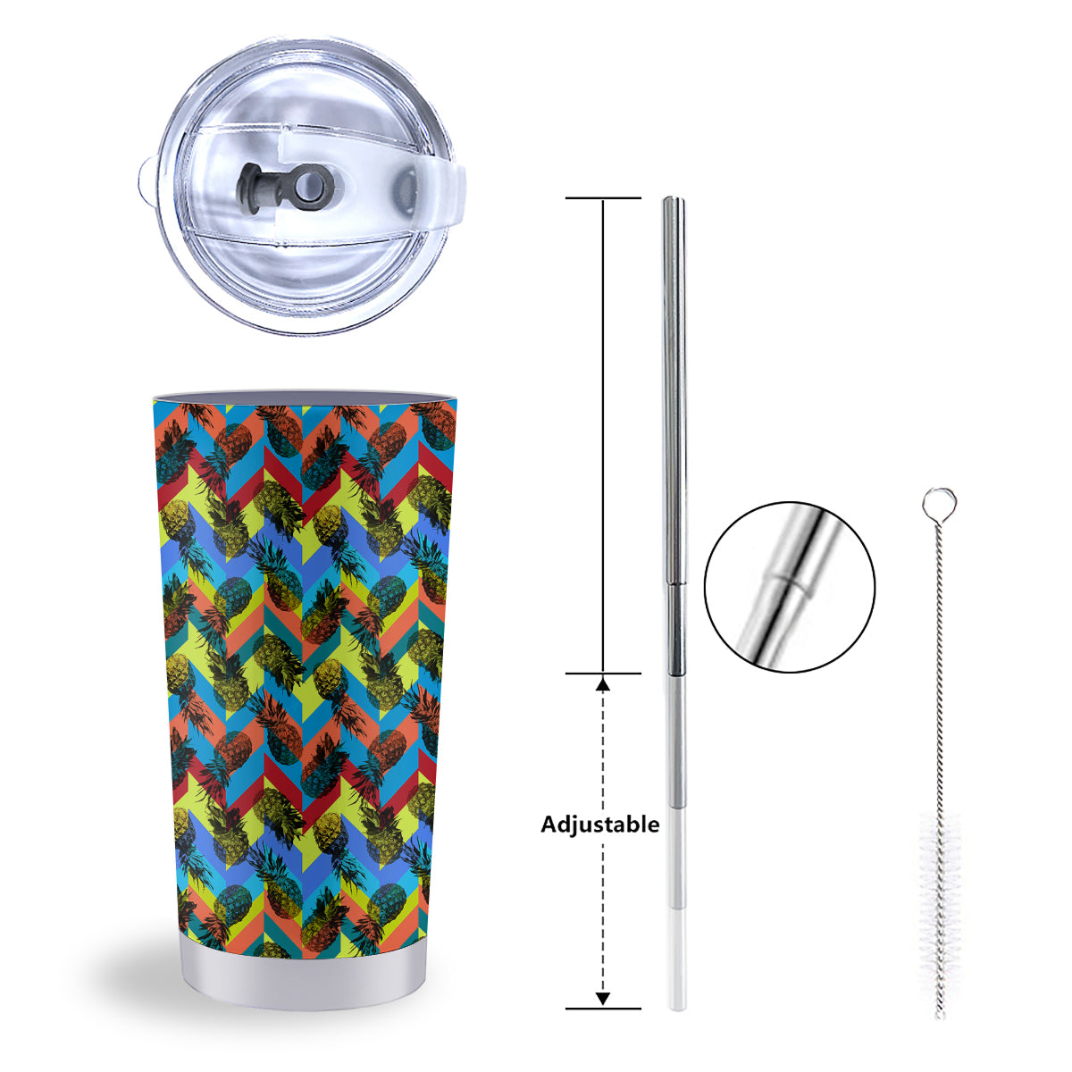 Pineapple Zigzag Print Pattern Tumbler-grizzshop