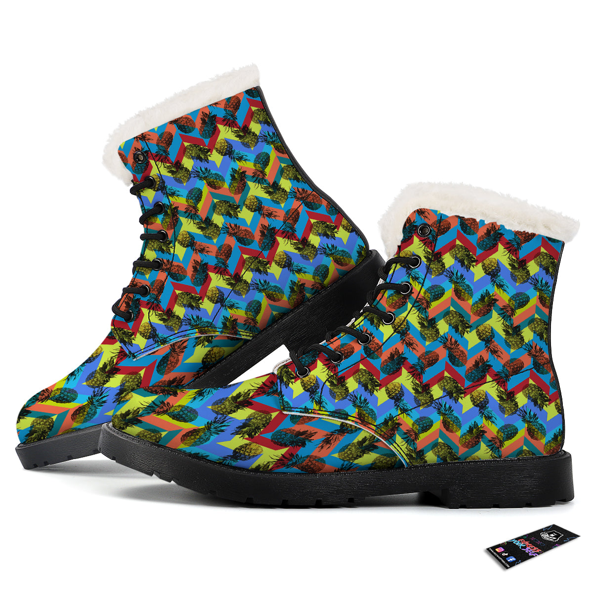 Pineapple Zigzag Print Pattern Winter Boots-grizzshop