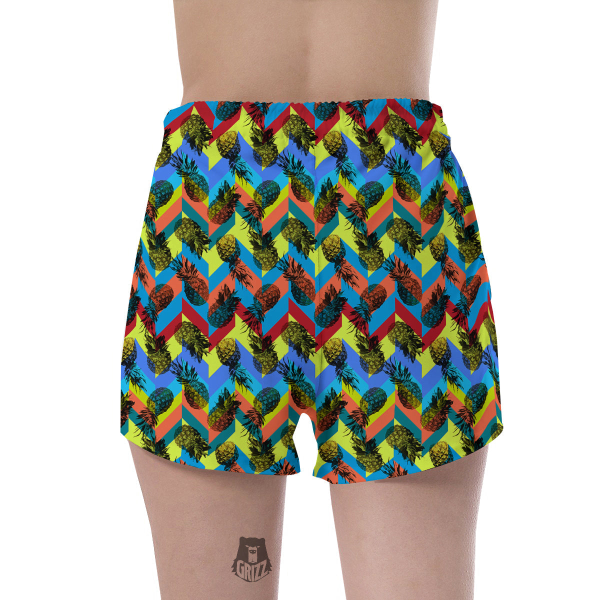Pineapple Zigzag Print Pattern Women's Shorts-grizzshop