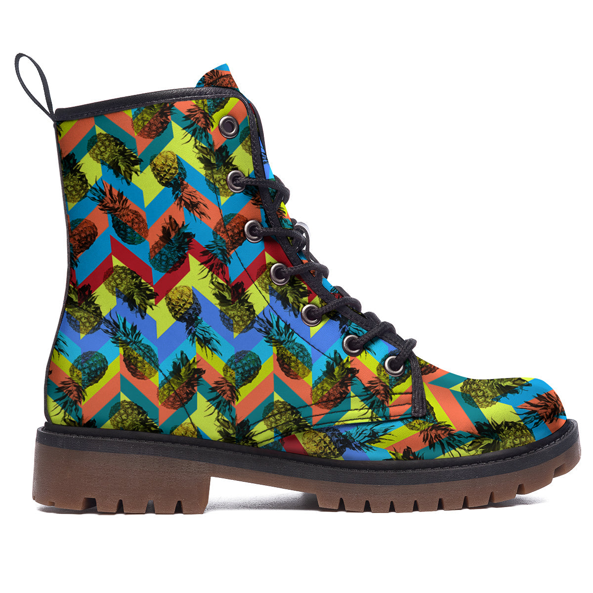Pineapple Zigzag Print Pattern Work Boots-grizzshop