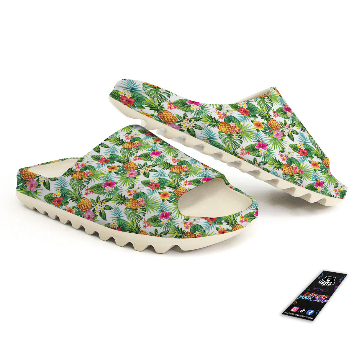Pineapple Aloha Hawaiian Print Pattern Sandals-grizzshop