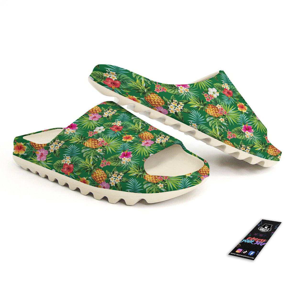 Pineapple Aloha Hibiscus Print Pattern Sandals-grizzshop