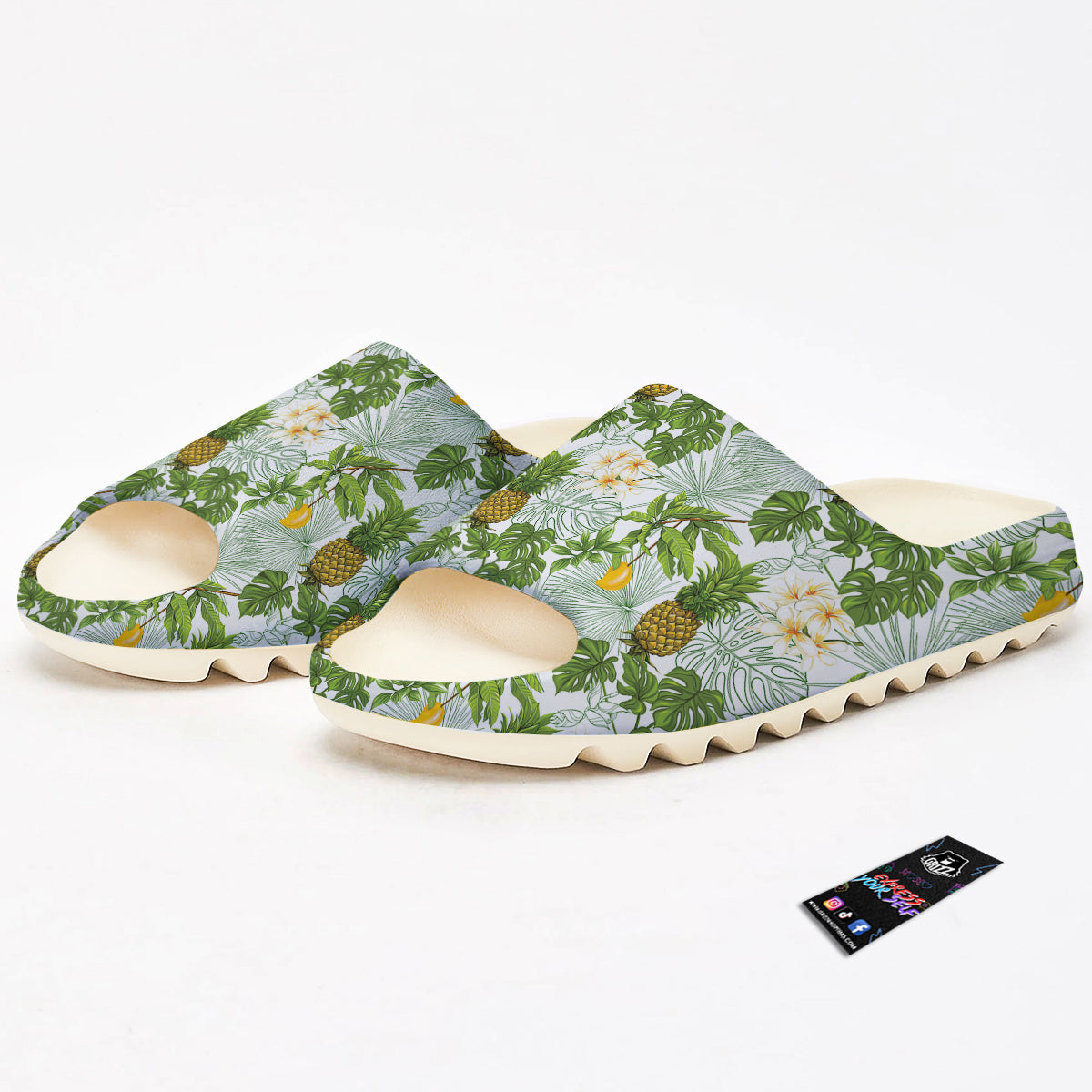 Pineapple Aloha White Print Pattern Sandals-grizzshop