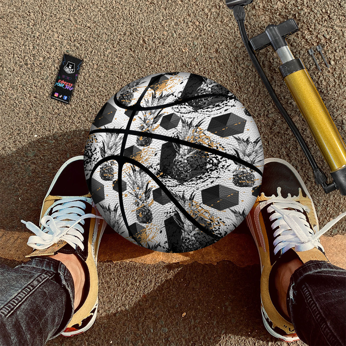 Pineapple Black Geometric Print Pattern Basketball