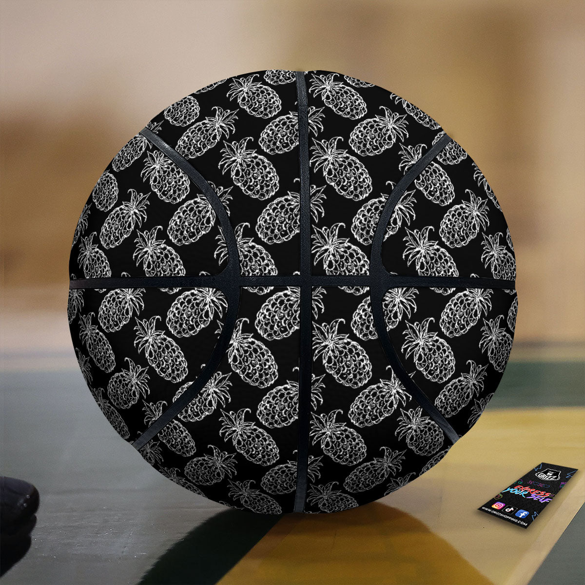 Pineapple Black Hawaiian Print Pattern Basketball