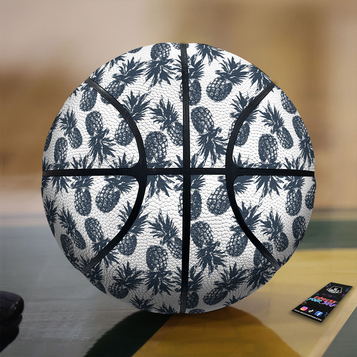 Pineapple Black Tropical Print Pattern Basketball