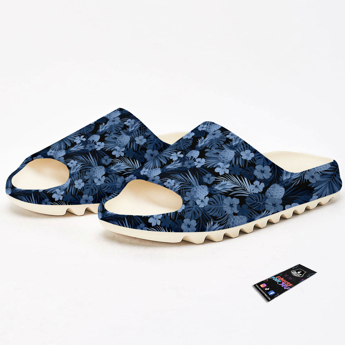 Pineapple Blue Aloha Print Pattern Sandals-grizzshop