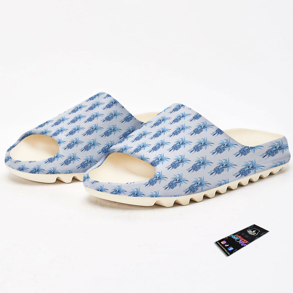 Pineapple Blue Leaf Print Pattern Sandals-grizzshop