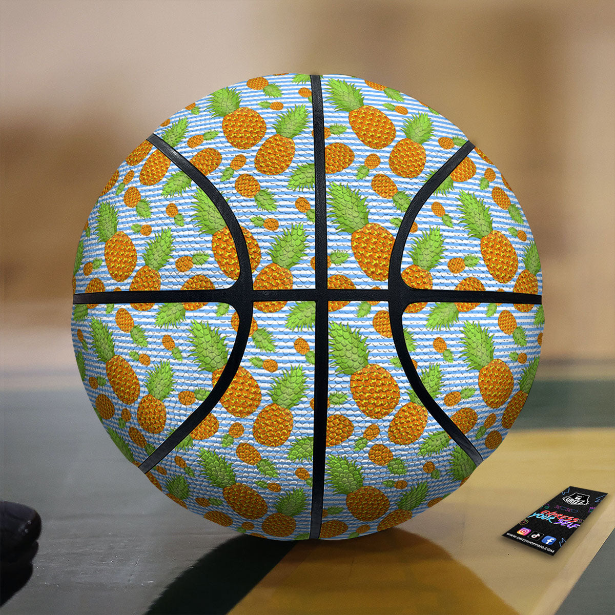 Pineapple Blue Striped Print Pattern Basketball