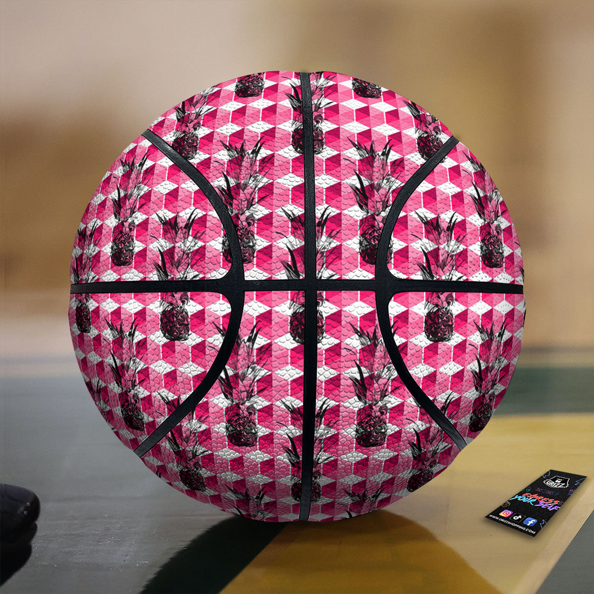 Polka Dot Pink And White Print Basketball