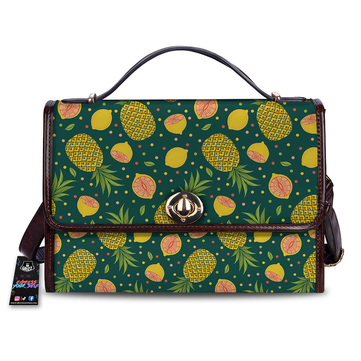 Pineapple Hawaiian Lime Print Pattern Women's Satchel Bag