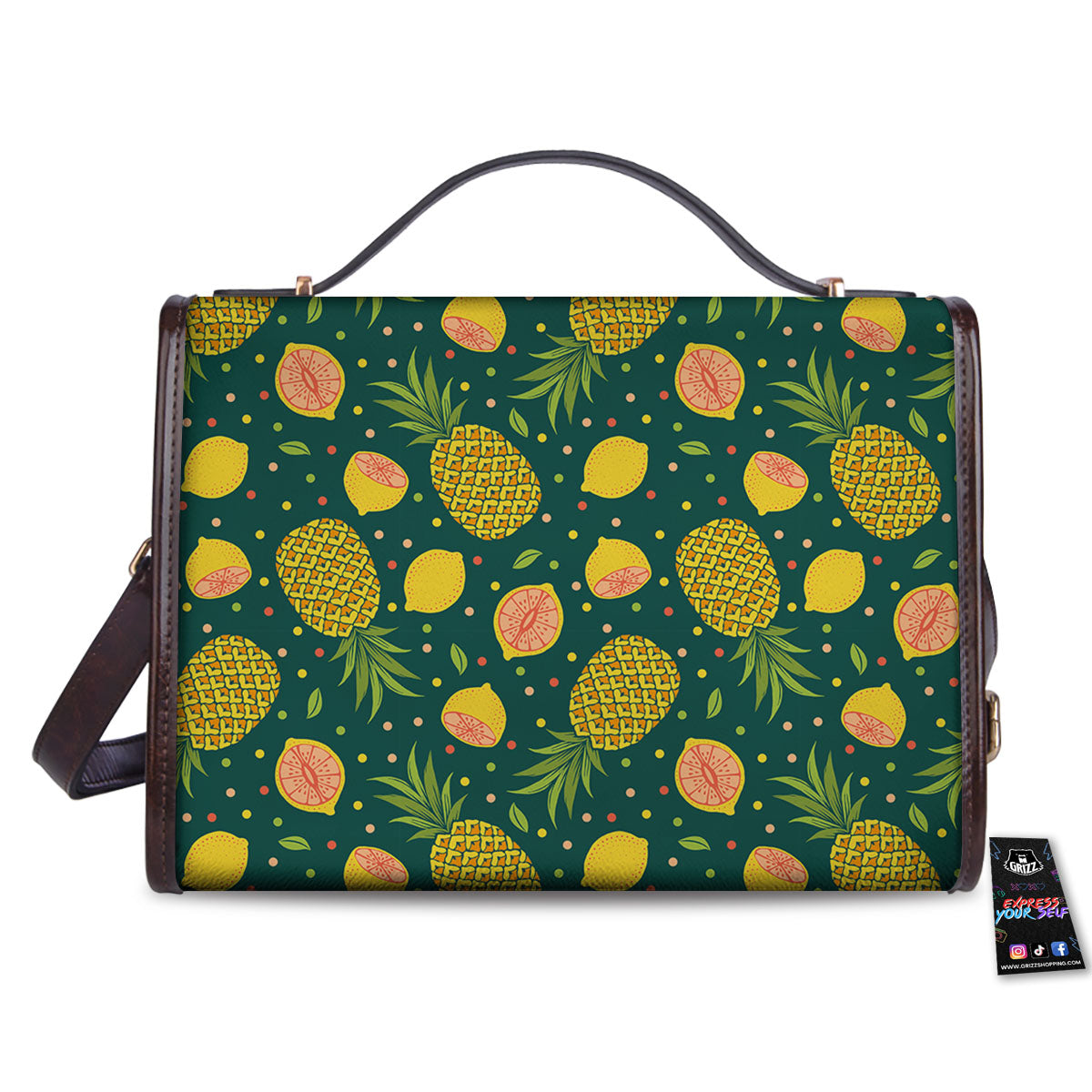 Pineapple Hawaiian Lime Print Pattern Women's Satchel Bag