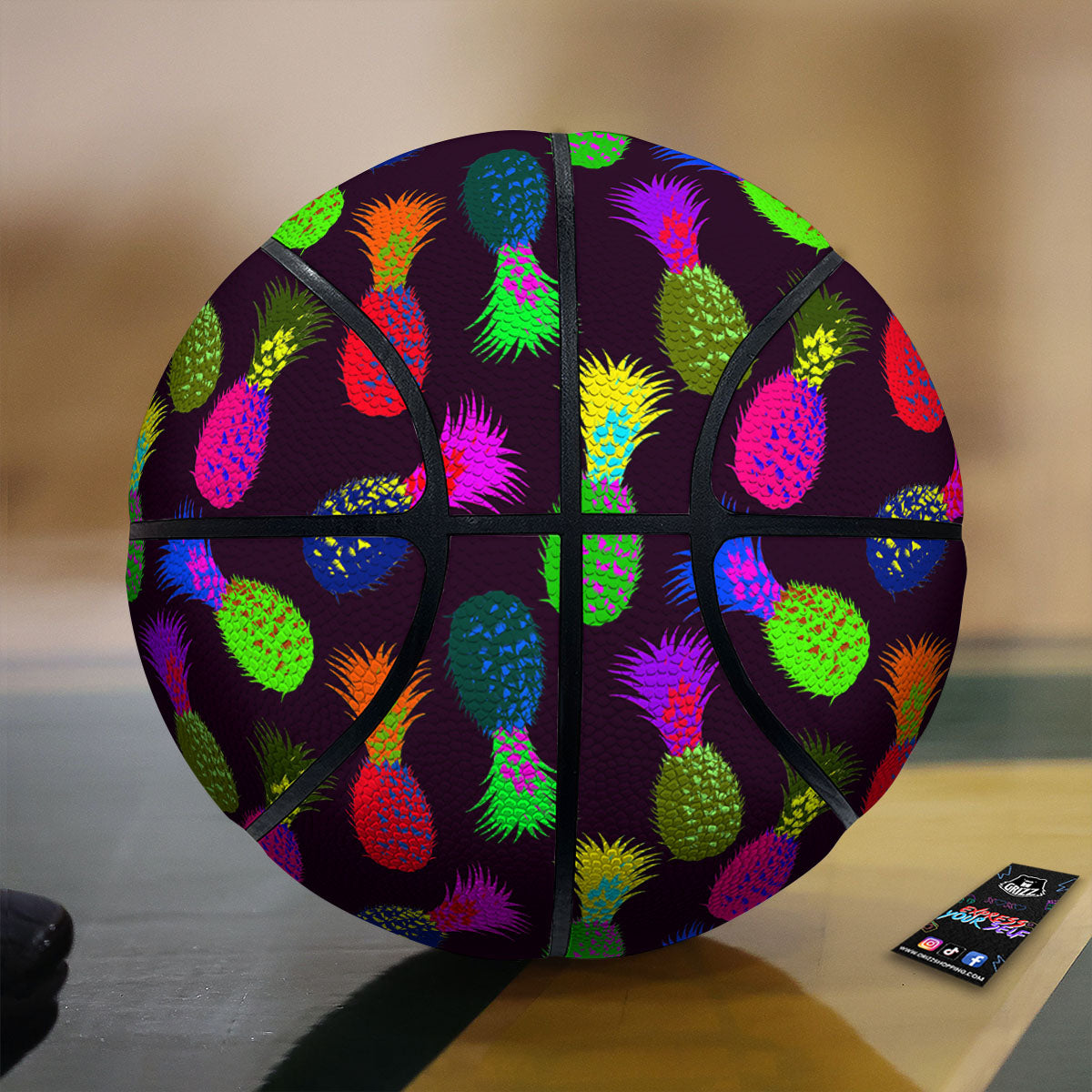 Pineapple Neon Trippy Print Pattern Basketball