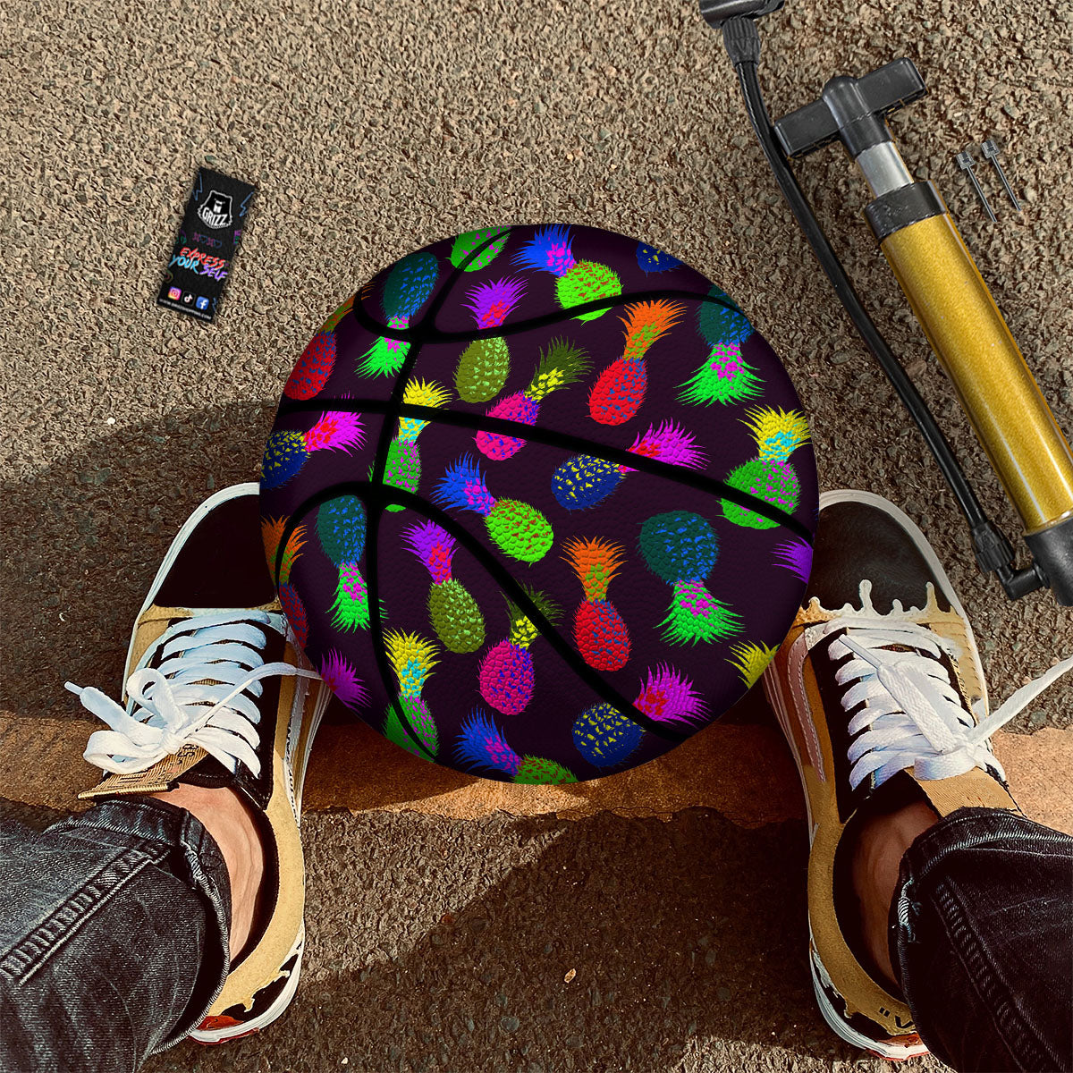 Pineapple Neon Trippy Print Pattern Basketball