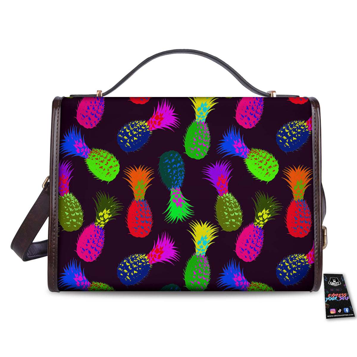 Pineapple Neon Trippy Print Pattern Women's Satchel Bag