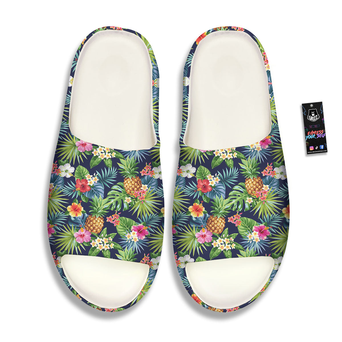 Pineapple Palm Leaf Print Pattern Sandals-grizzshop