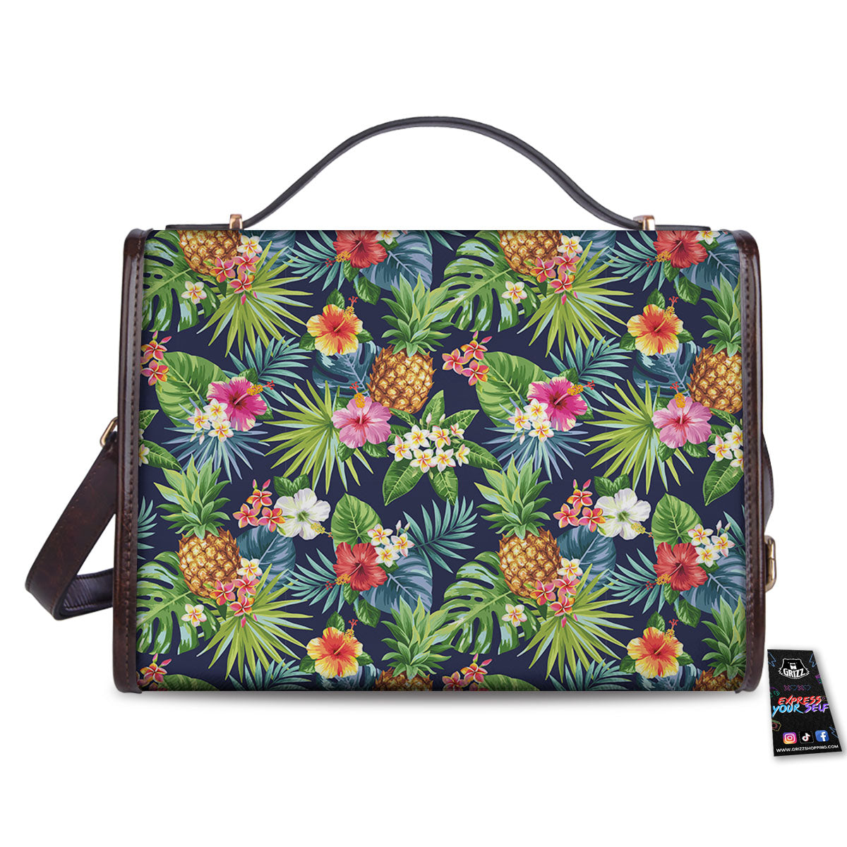 Pineapple Palm Leaf Print Pattern Women's Satchel Bag