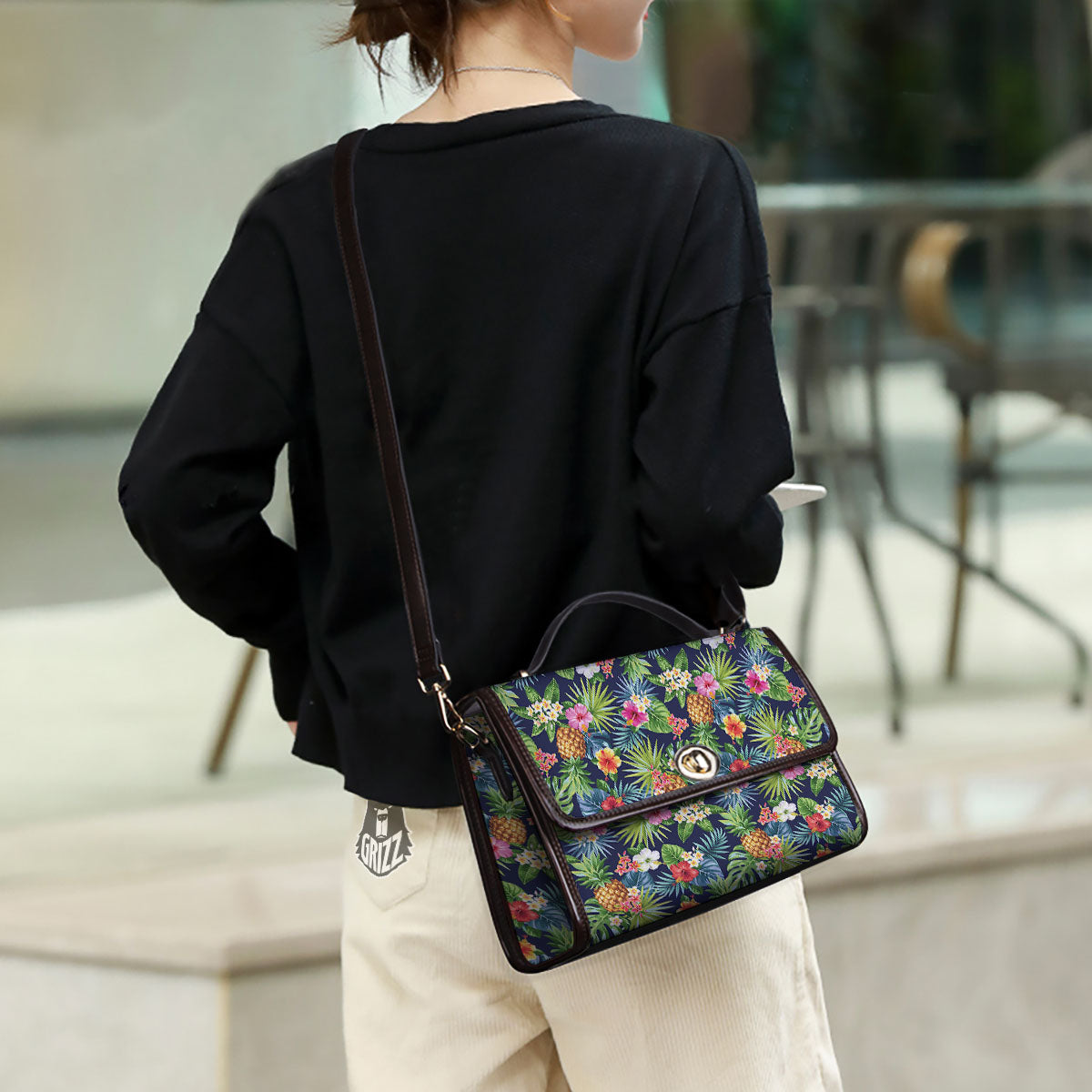 Pineapple Palm Leaf Print Pattern Women's Satchel Bag