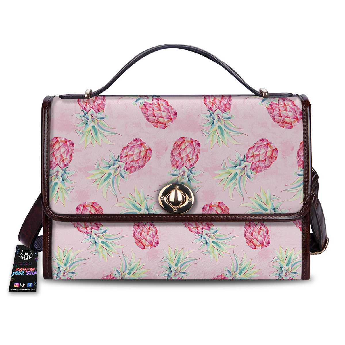 Pineapple Pastel Pink Print Pattern Women's Satchel Bag