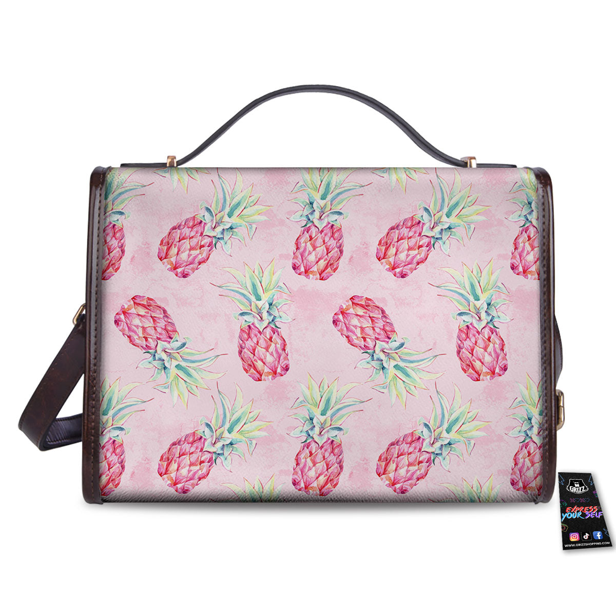 Pineapple Pastel Pink Print Pattern Women's Satchel Bag