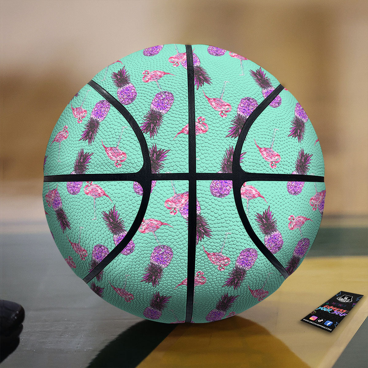 Pineapple Pastel Turquoise Print Pattern Basketball