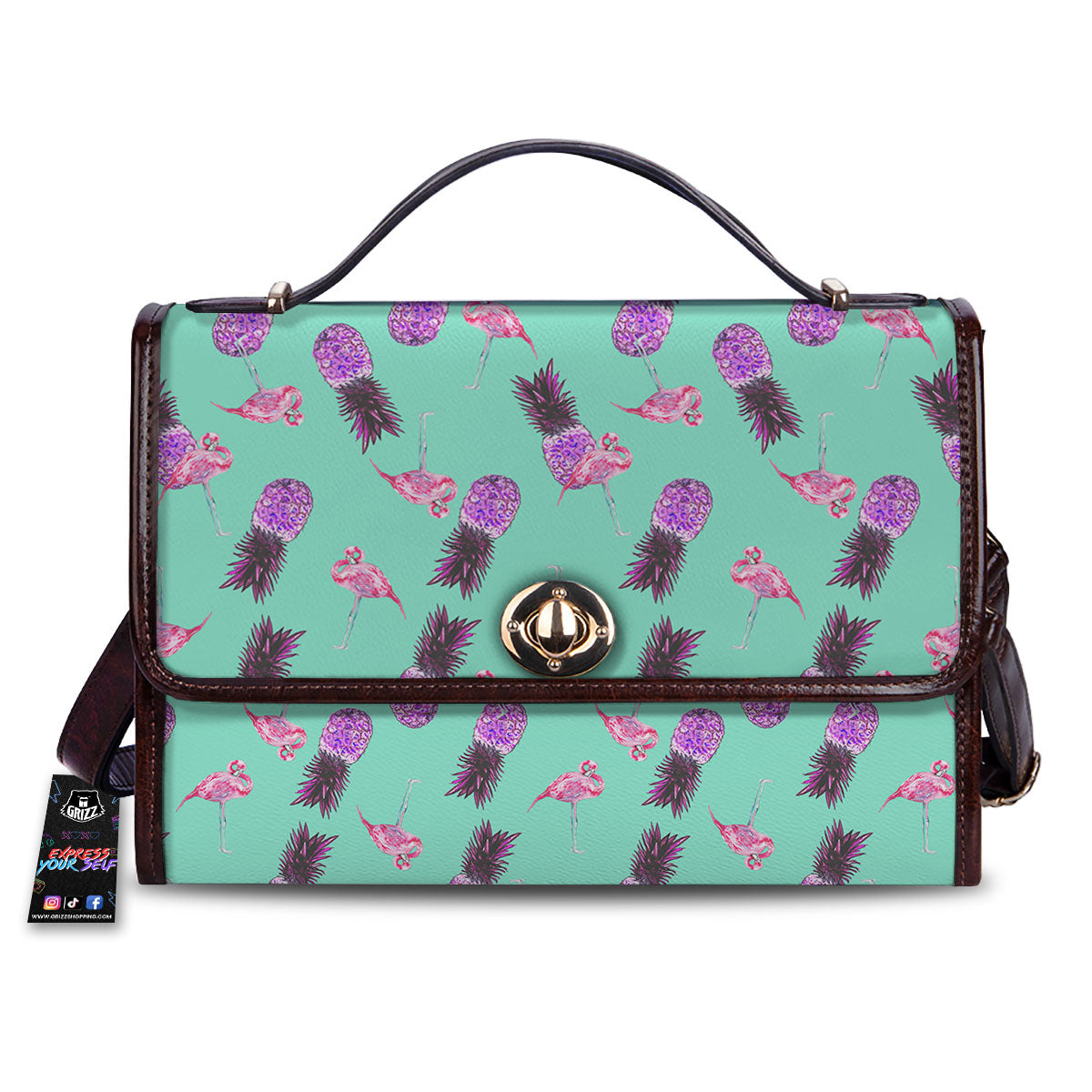 Pineapple Pastel Turquoise Print Pattern Women's Satchel Bag