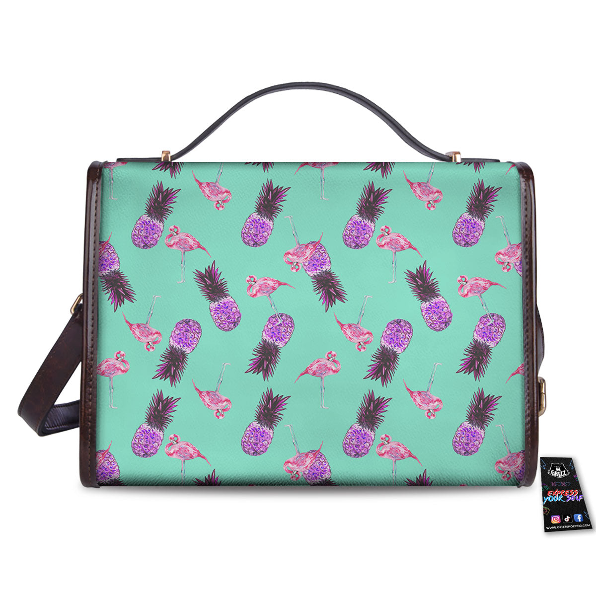 Pineapple Pastel Turquoise Print Pattern Women's Satchel Bag