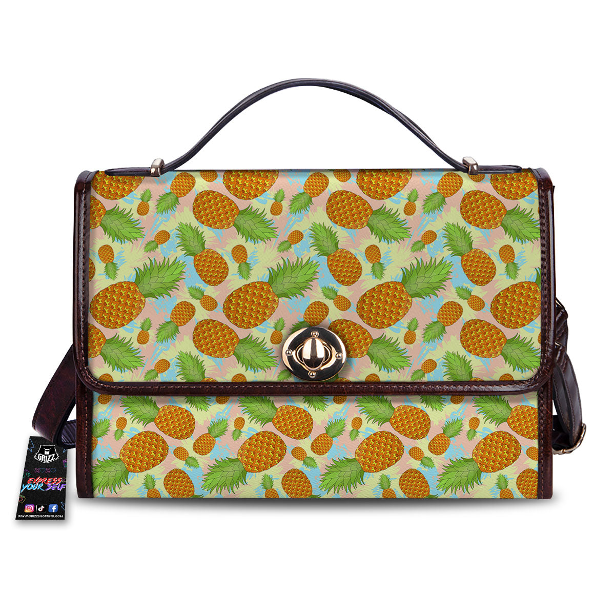 Pineapple Pastel Yellow Print Pattern Women's Satchel Bag
