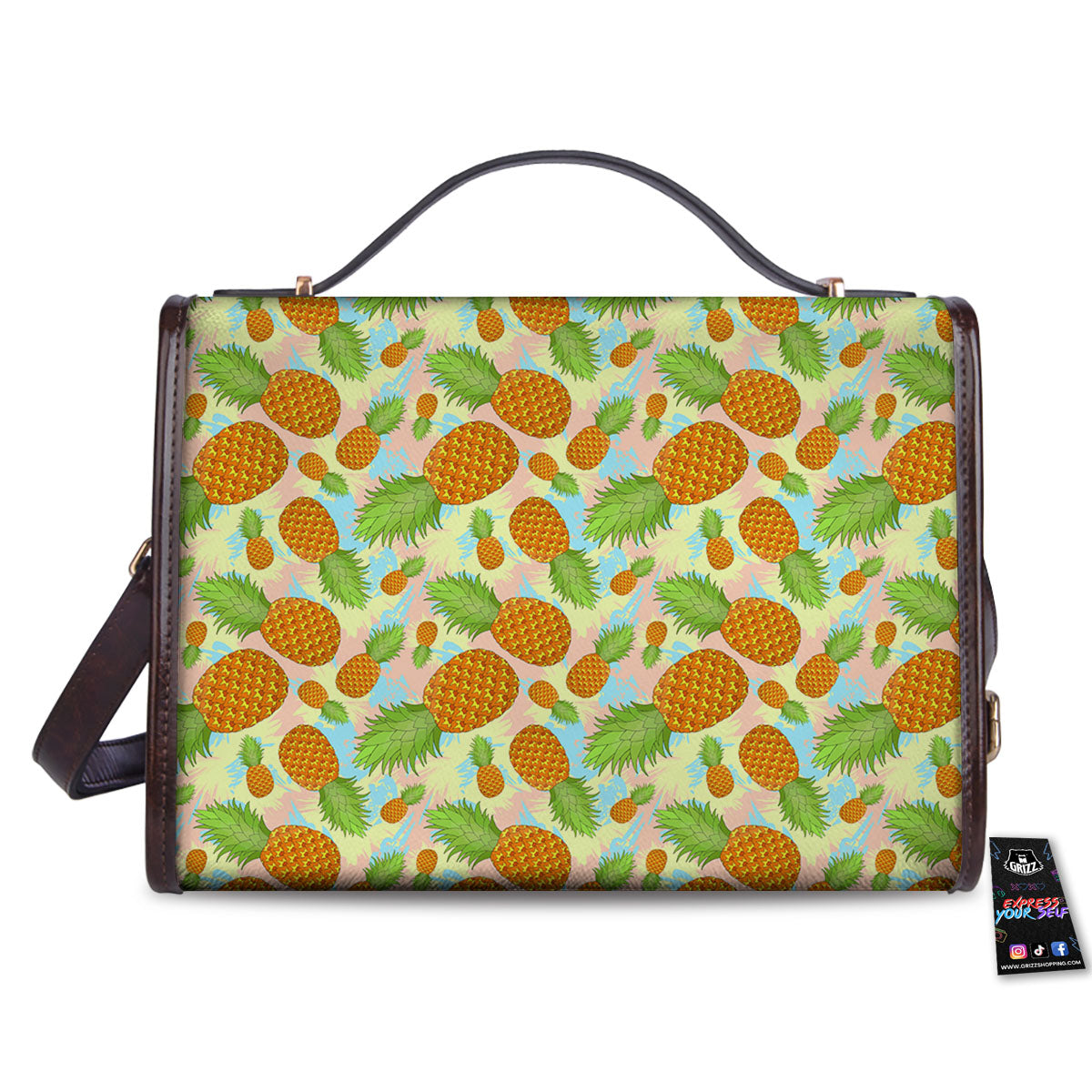 Pineapple Pastel Yellow Print Pattern Women's Satchel Bag