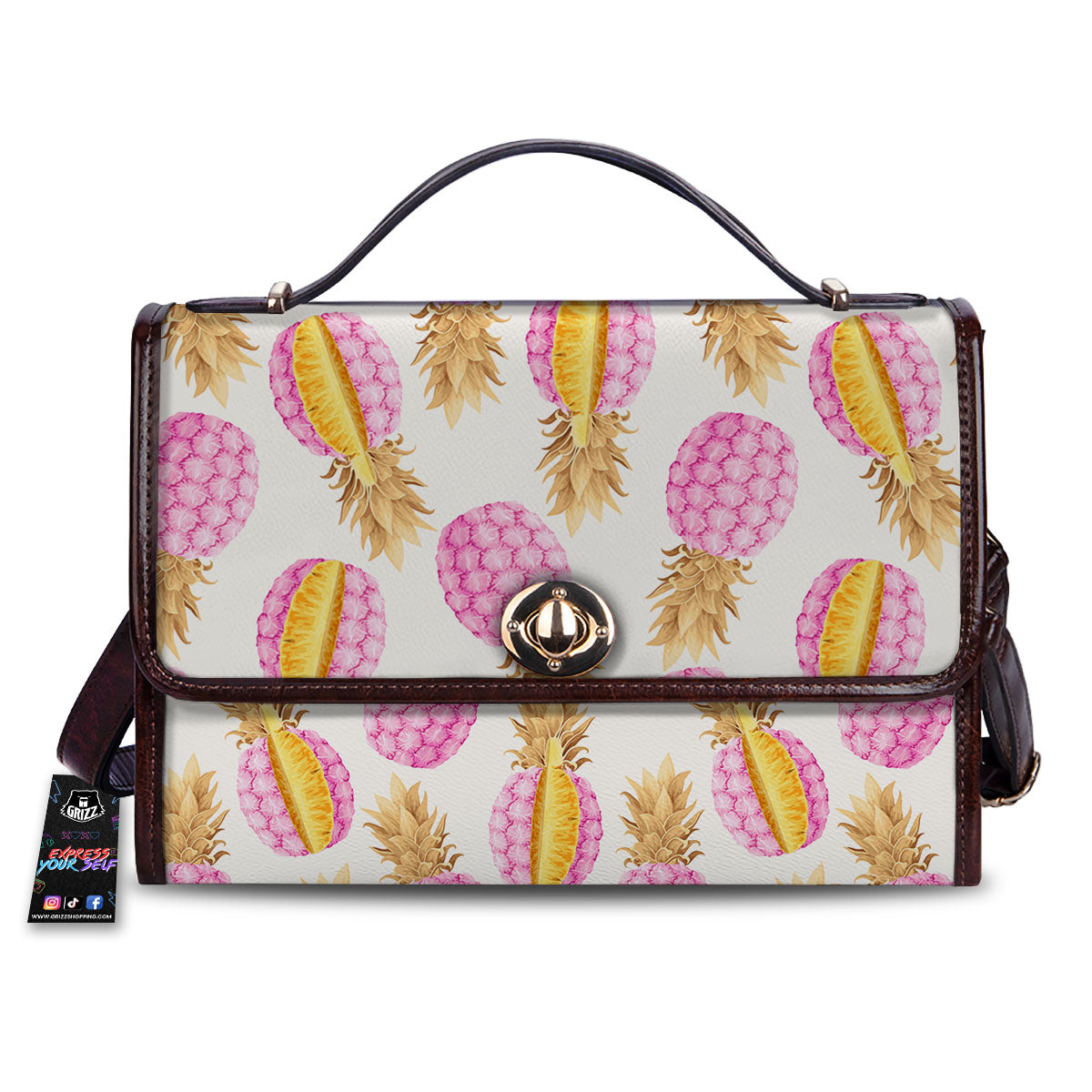 Pineapple Pink Vintage Print Pattern Women's Satchel Bag