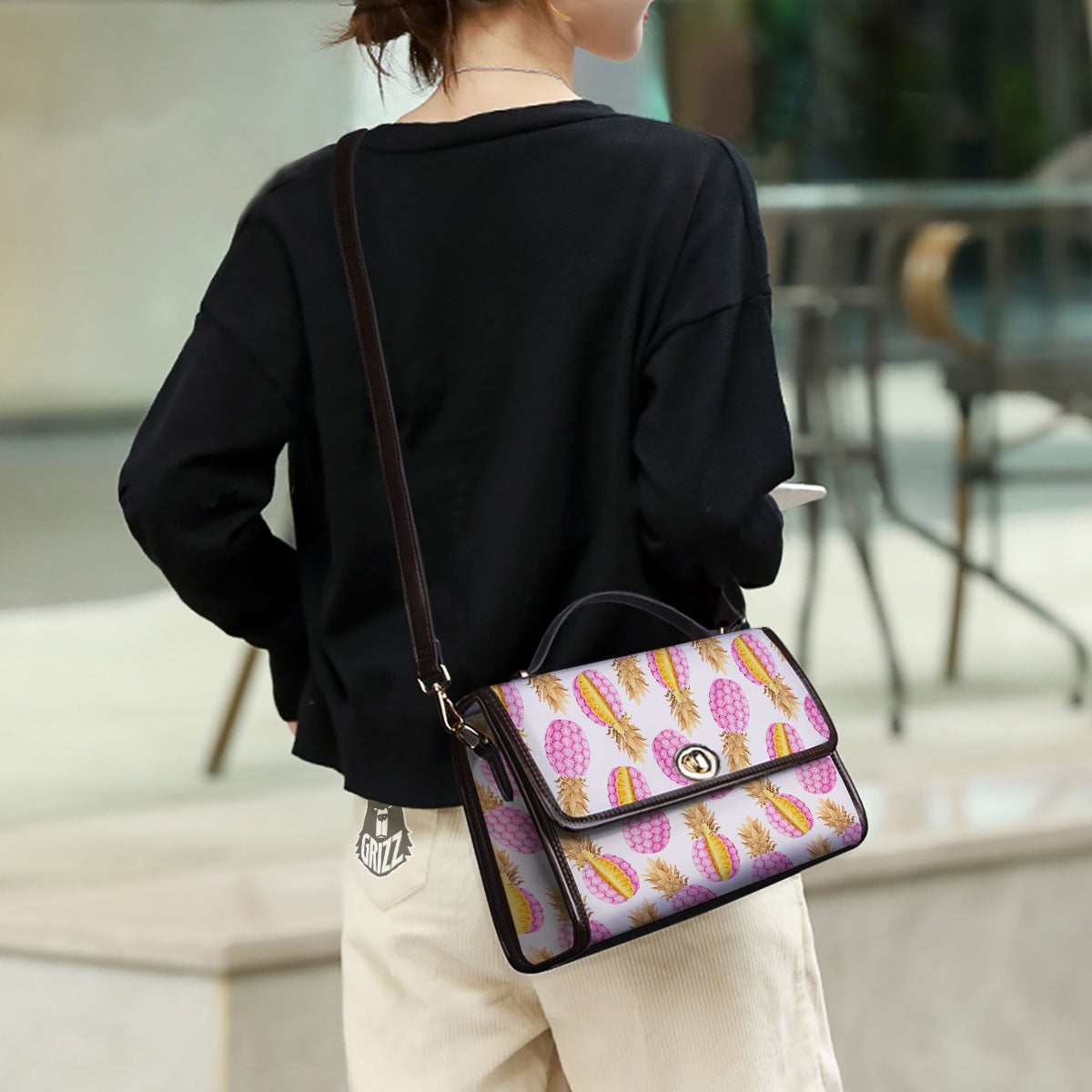 Pineapple Pink Vintage Print Pattern Women's Satchel Bag