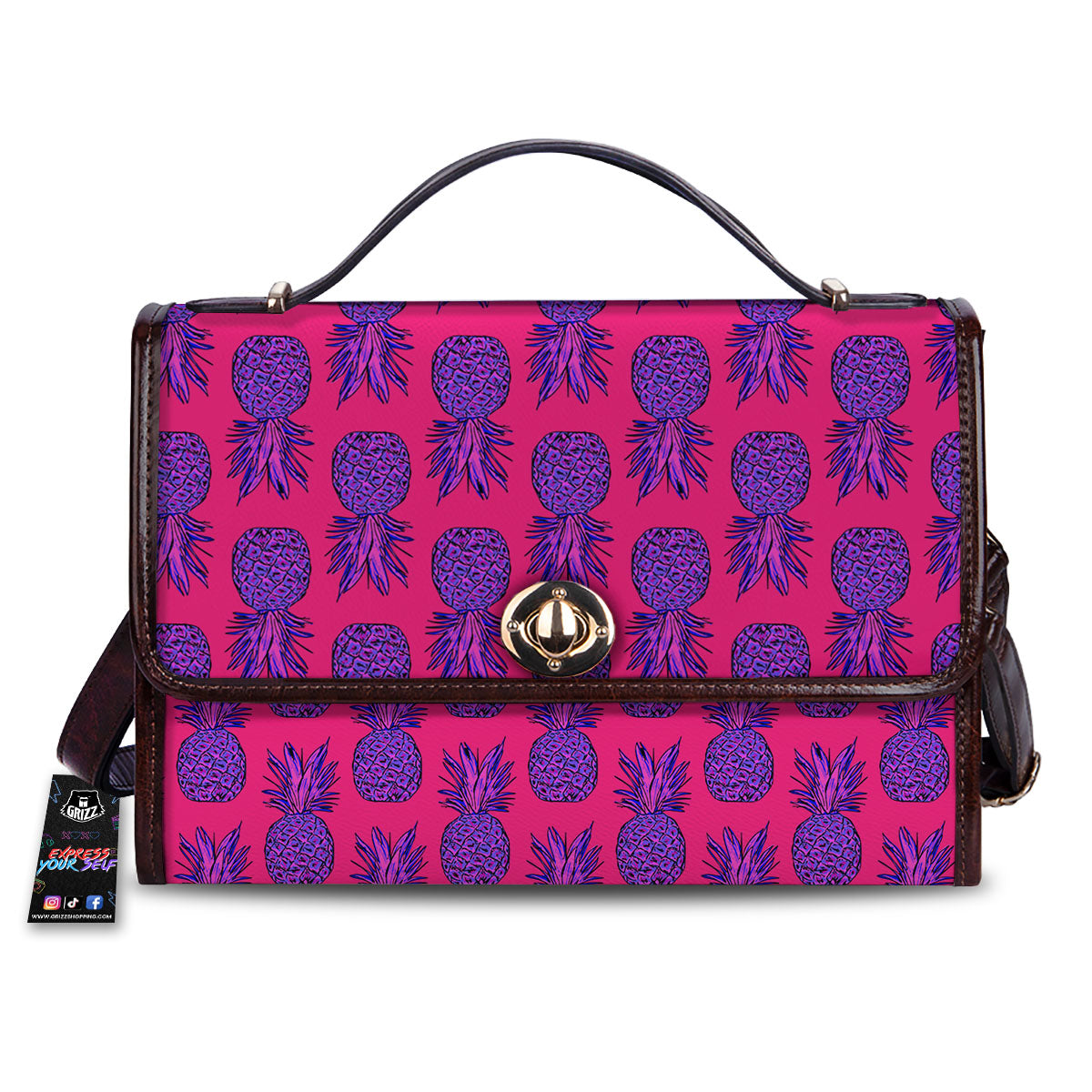 Pineapple Purple Print Pattern Women's Satchel Bag