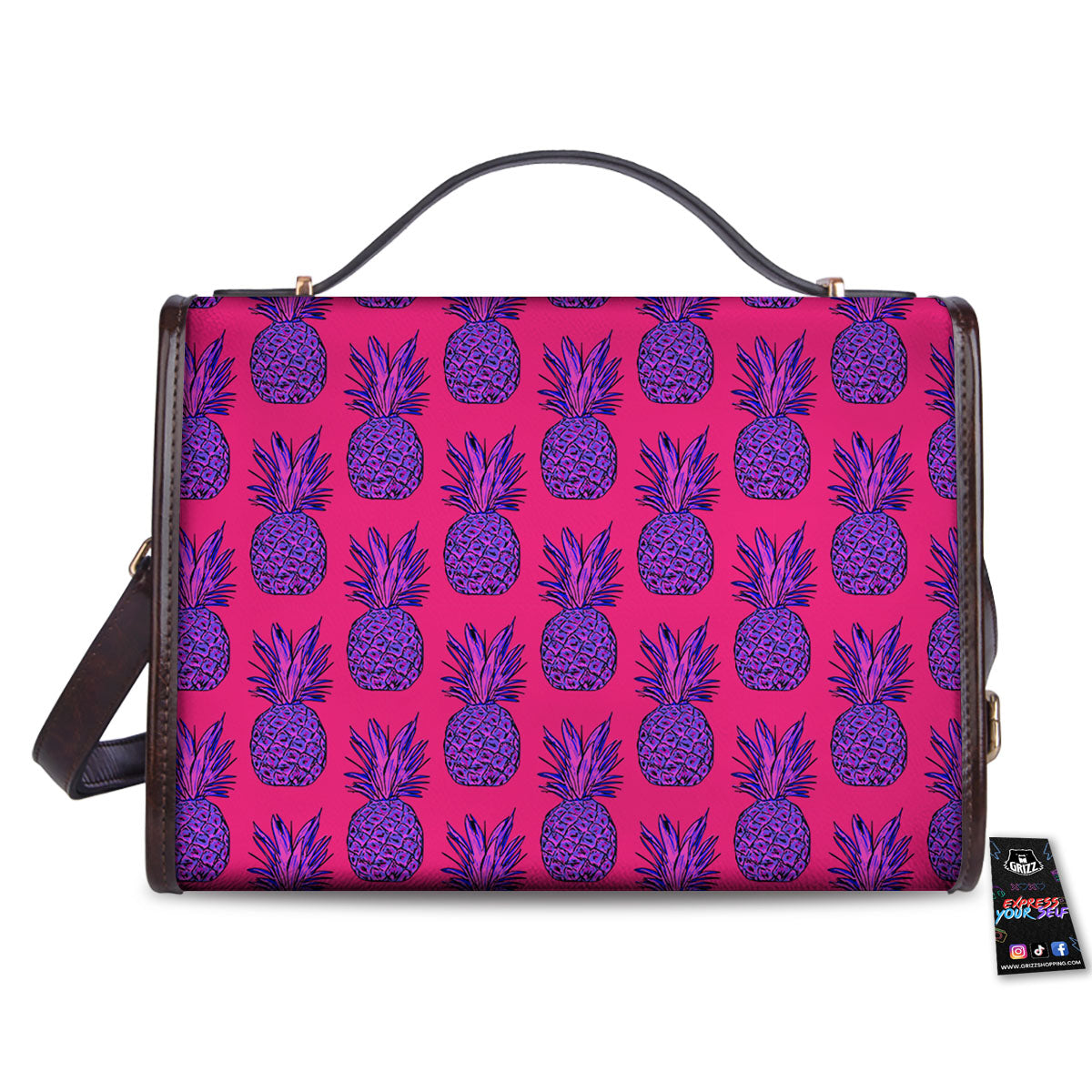 Pineapple Purple Print Pattern Women's Satchel Bag